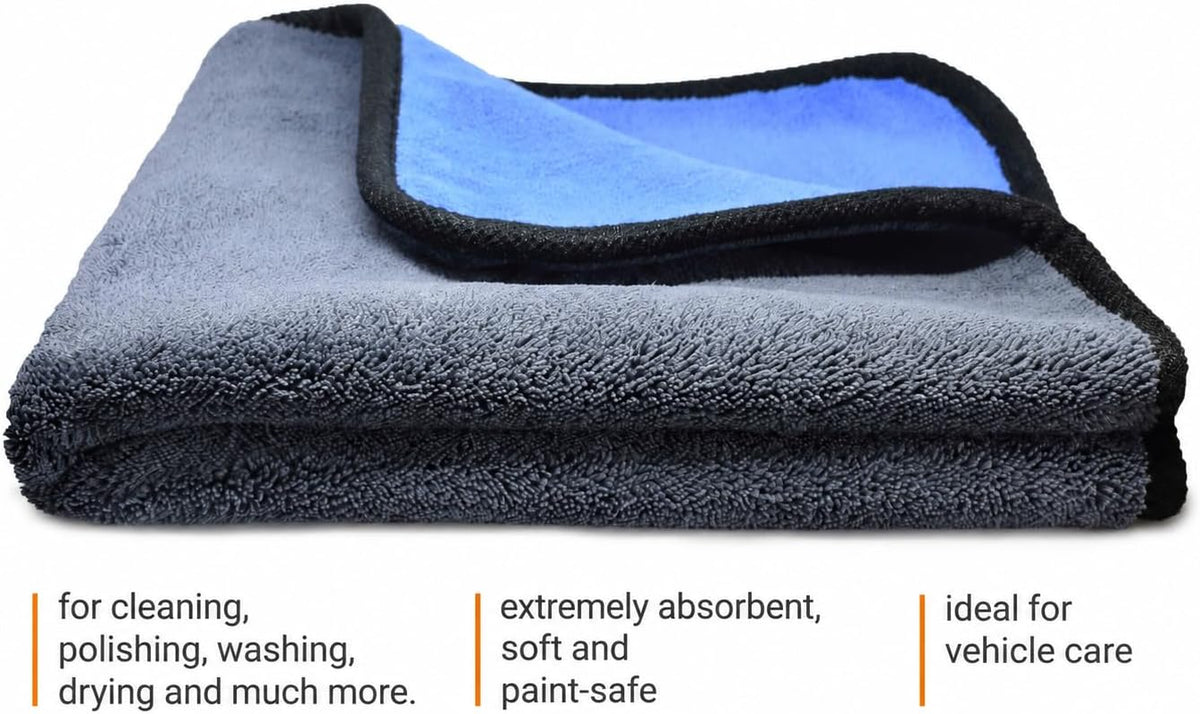 Microfibre Cleaning Cloths for Car & Home (3 PCS) – 500GSM 30X30Cm – Multipurpose Drying, Polishing & Dusting for Motorcycles, Kitchens & Interiors