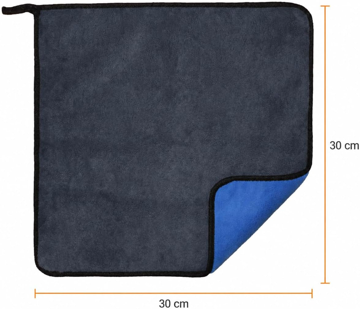 Microfibre Cleaning Cloths for Car & Home (3 PCS) – 500GSM 30X30Cm – Multipurpose Drying, Polishing & Dusting for Motorcycles, Kitchens & Interiors