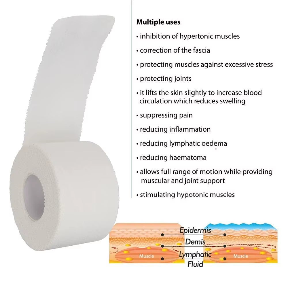 12.5/25/50Mm/Roll Medical Waterproof Cotton Premium Adhesive Tape Sport Binding Physio Muscle Elastic Bandage Strain Injury Tape